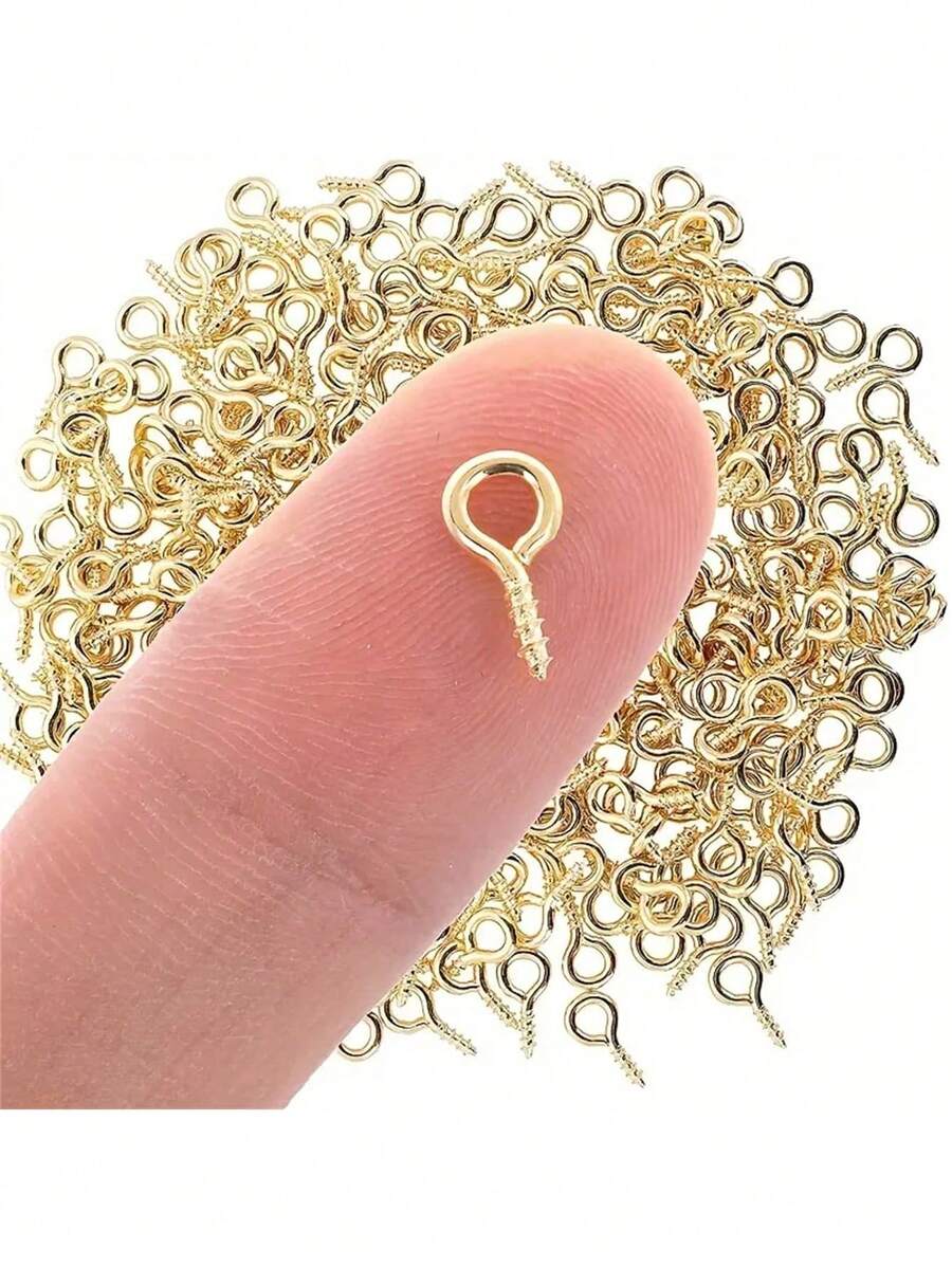 100/300/500/1000/2000pcs Multi-Color Mini Eye Needles, Eye Needles, Hooks, Eyelets, Threaded Metal Screws, Jewelry Pendant Connectors, DIY Jewelry Making Supplies, 10mm/0.39 Inch - Multicolor - View 1