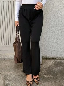 Livesso Women's Straight Leg Soft & Comfortable Ankle Length Pants - Black - View 5