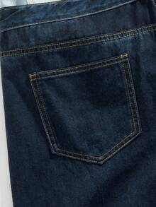 ROMWE MEN Street Life Men's Fashionable Denim Jeans With All-Over Print And Double-Layer Waistband - Blue - View 5