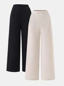 SHEIN Teen Girl Pants, Autumn/Winter New Thickened Thermal Lined Casual Straight Leg Trousers, Multi-Pack, Versatile, Bow Drawstring - Multicolor - View 4