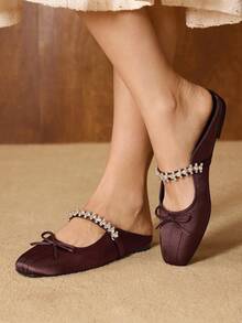 MOTF ZAPATOS PLANOS TIPO MARY JANE VINTAGE CÓMODOS Y CASUALES CON TIRAS DE STRASS - Café integral - Ver 7