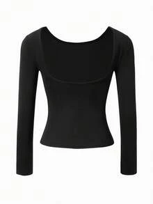 Nuvra Women's Sexy Backless Knit Casual Top With Built-In Chest Pad - Black - View 8