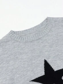 Jouncy Casual Loose Crew Neck Long Sleeve Women Sweaters - Grey - View 7