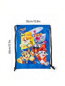 SHEIN | PAW Patrol 1pc Cartoon Rubble, Skye, Chase, Pattern Drawstring Backpack, Adjustable Shoulder Strap, Gym Bag, Canvas Backpack, Casual Bag, Travel Bag, Sports Beach Bag, Unisex, Back To School - Blue - View 7