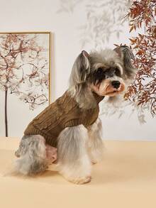 PETSIN 1 Piece Brown Short Autumn And Winter Thickened Knitted Windproof Warm Casual Pet Sweater - Coffee Brown - View 2