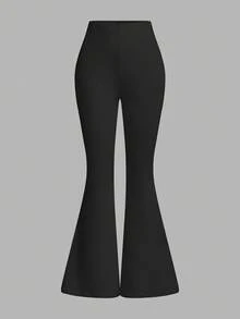 SHEIN PETITE 3 Packs Fitted Waist Elastic Band Elastic Waist Flare Suit Skinny Women's Trousers - Multicolor - View 3