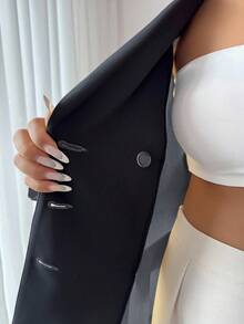 Elenzga 女士优雅通勤优雅长袖撞色腰部 A 字长套装，适合日常穿着、工作通勤和多种场合，春秋季 - 灰色 - 查看 7