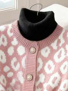 GlowEve Chic Leopard Print Round Neck Women Knitted Cardigan Vest Top - Multicolor - View 3