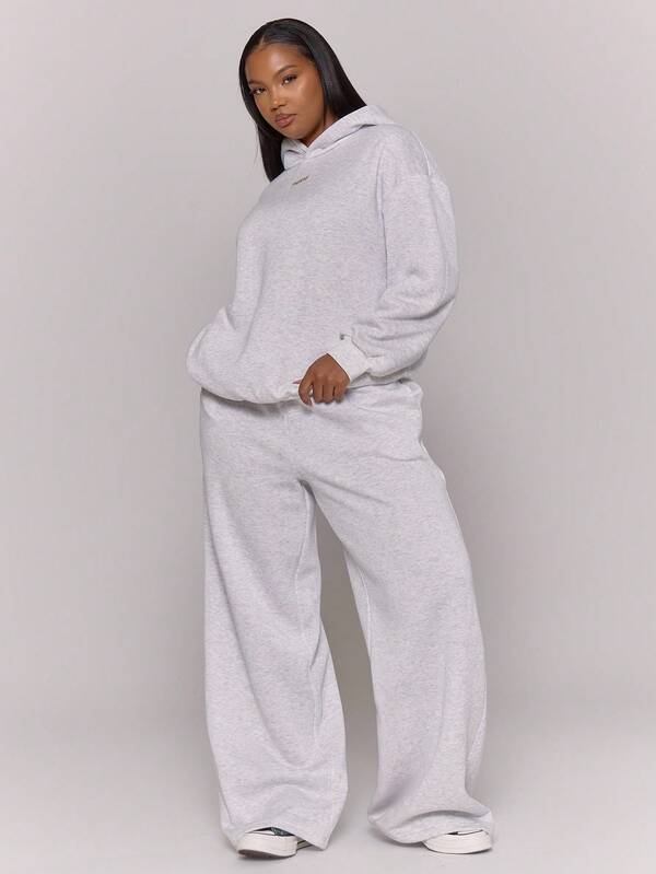 MUSERA Pantalón de chándal de pierna recta con parche con logo de talla grande, básico casual y acogedor para otoño e invierno