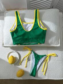 Swim SPRTY Women's Casual Vacation Brazil Letter Print Bikini Set, Spring/Summer