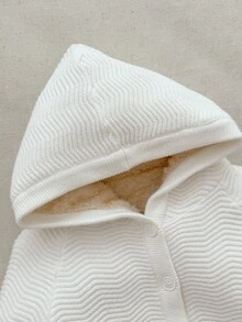 Blossori Baby Girls' French Elegant Floral Knit Long Sleeve Hooded Cardigan - White - View 3