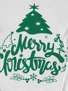 1 Set Merry Christmas Girl Pajamas,Cute White Sleep Set With Long Sleeve Top And Pants,Autumn Christmas Tree Snowflake Print Snug Fit Mommy And Me - Multicolor - View 5