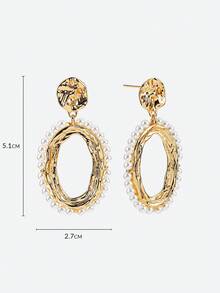 Opalesca 18K镀金简约时尚风格珍珠耳环 - 金黃色 - 查看 6