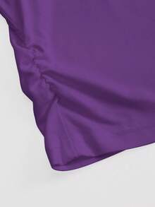 INAWLY Camiseta casual versátil de mujer con cuello polo y manga corta de unicolor - Morado Violeta - Ver 4