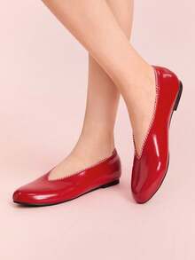 CUCCOO DOLLMOD Women's Red Fashionable Cute Sweet Flat Slip-On Loafers - Red - View 5