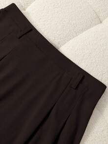 GlowEve CURVE Plus Size Women High-Waisted A-Line Skirt, Elegant For Commuting - Coffee Brown - View 6