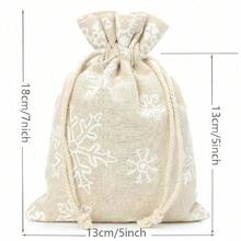 10PCS, 9 Sizes, 100% Natural Plain Linen Christmas Snowflake Drawstring Bags, Jute Burlap Fabric Pouches, Can Store Fruits, Vegetables, Coffee, Can Be Used For Jewelry, Gifts, Cosmetics, Clothes And Other Packaging, Suitable For Christmas, Birthday, Wedding, Party Gifts - Multicolor - View 18