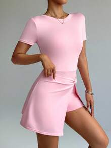 Sovereign Charm Nuevo vestido deportivo versátil y de moda para mujer, apto para correr, tenis, yoga y actividades al aire libre - Rosa - Ver 5