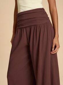 Travachic KIDS Tween Young Girls Fashion Coffee Brown Elastic Waist Trousers,Autumn Boho Style Brown Pants For Vacation Holiday,Home Leisure Daily Sports Party - Multicolor - View 3