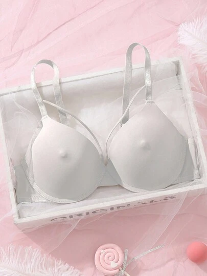 SHEIN 1pc Women's Underwire Bra, Comfortable Seamless Lift And Support For Small Bust