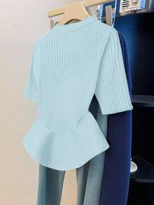 GlowEve New V-Neck Cardigan Vest For Women, Minimalist European And American Style, Solid Color, Elegant, Versatile Knit Top - Baby Blue - View 2