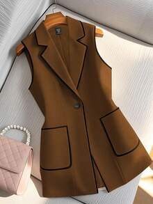 GlowEve CURVE Rompi Tanpa Lengan Warna Kontras untuk Wanita - Coklat - View 1