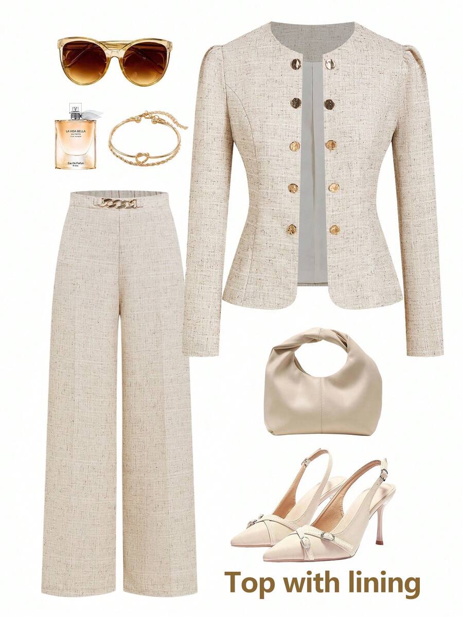 Ellevyn Giacca leggera ed elegante da donna, adatta per uso casual, pendolarismo e moda - Cachi - Visualizzare 1