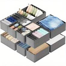1/3/6 Pack Foldable Cloth Storage Box Closet Dresser Drawer Organizer Fabric Baskets Bins Containers Divider For Clothes Underwear Bras Socks Lingerie Clothing - Grey - View 1