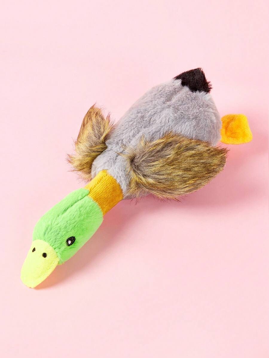 PETSIN 1pc Flat-Billed Green-Headed Duck Plush Vocalization Toy – Bite-Resistant Dog Toy For Teeth Grinding & Cleaning, Interactive Training Pet Toy - Multicolor - View 1