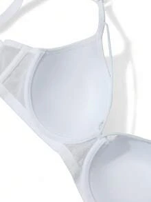 DesireSculpt 1 Stück Damen Weißer Drahtloser Bequemer Stützender Nicht-Durchhängender BH