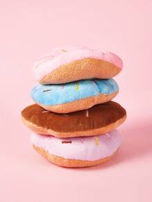 PETSIN 1pc Realistic Donut Shaped Squeaky Plush Dog Toy – Soft Sound Emitting Chewable Pet Toy, Interactive Boredom Relief For Puppies And Small Dogs, Adorable Design Your Dog Will Love - Multicolor - View 3