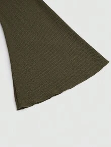 Elenzga Plus Size Women's Solid Color Knitted Ribbed Asymmetric Shoulder Flare Sleeve Ruffle Trim Bodycon Maxi Elegant Party Dress