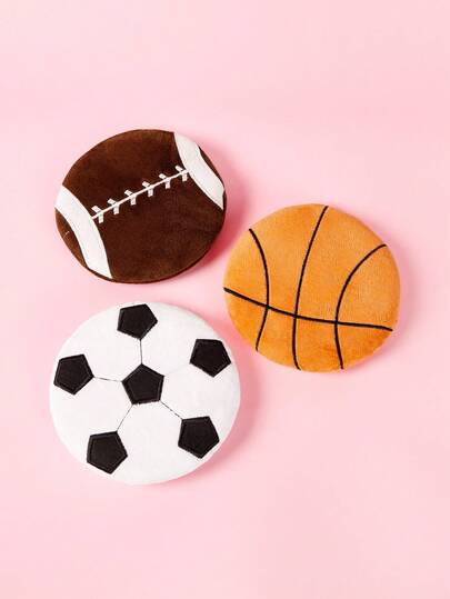 PETSIN 1 件扁平球形大型宠物声音玩具 - 毛绒吱吱叫玩具，适合狗和猫，球状宠物咀嚼伴侣，按压时可发出声音，带来有趣的游戏时间