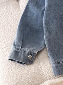 Genkimix Kids 浅蓝色牛仔休闲宽松夹克 - 藍色 - 查看 4