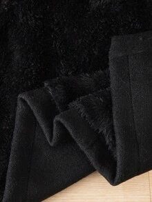 Sparklyn 男童休闲加厚仿毛皮连帽中长款外套，秋冬款 - 黑色 - 查看 8