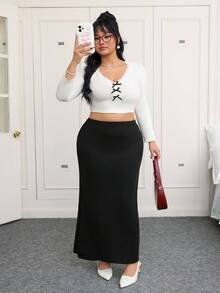 CovetEZ 加大码纯色开衩裙夏季穿搭