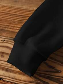 BATMAN X SHEIN Young Boy Letter & Striped Pattern Long Sleeve Round Neck Sweatshirt