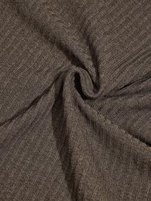 SHEIN ICON 加大码棕色针织中长款毛领夹克，波西米亚风 - 棕色 - 查看 8