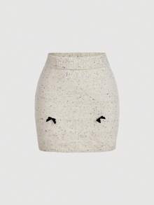 SHEIN MOD Women's Casual Bow Crew Neck Sweater Set,Fall Clothes For Women,Winter Clothes,Halloween Sweaters,Elegant Women's Sweater,Cute Sweaters