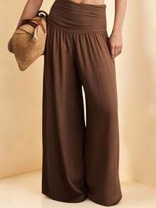Travachic KIDS Tween Young Girls Fashion Coffee Brown Elastic Waist Trousers,Autumn Boho Style Brown Pants For Vacation Holiday,Home Leisure Daily Sports Party - Multicolor - View 4