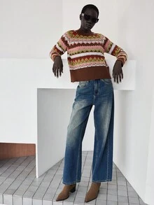 Lumivelle Suéter corto de parchwork multicolor, otoño/invierno - Multicolor - Ver 6