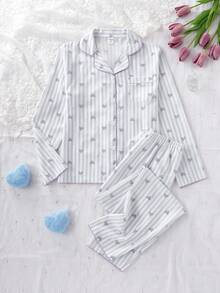 2pcs/Set Teen GirlApricot Butterfly Print Long Sleeve Cardigan And Pants, Casual And Comfortable Loungewear - Multicolor - View 1