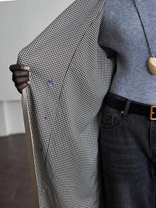 Lumivelle Abrigo de trinchera de manga larga con parches de cuadros en color caqui