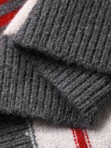 DAZY 女士休闲条纹韩版翻领长袖毛衣 - 灰色 - 查看 8