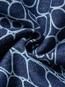 Manfinity Denimwave Premium American Snake Skin Print Cargo Jeans Baggy Regular Washed Thrashed Denim For Unisex - Blue - View 7