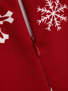 EMERY ROSE Vestido elegante de vacaciones, Navidad y otoño con estampado para damas de talla grande - Rojo - Ver 8