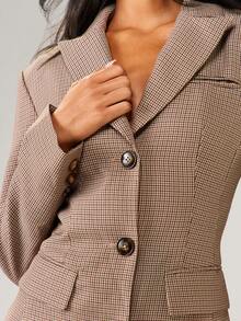 MISSGUIDED Professional Tweed Blazer Mini Dress Office Wear Business Formal Lapel Collar Button Front Long Sleeve Fall Winter Workwear Sophisticated Tailored - Multicolor - View 4