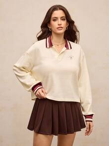 Activina Women's Golf & Tennis Colorblock Striped Sports Polo Shirt - Light Yellow - View 4