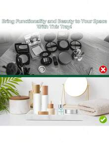 2 bandejas decorativas retangulares de mármore branco, bandejas de armazenamento para banheiro, organizador de banheira e pia de cozinha, decoração de banheiro, organizador de banheiro, decoração de outono, organizador de maquiagem, volta às aulas