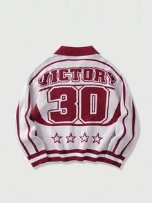 ROMWE MEN Street Life Maglione a maniche lunghe casual da uomo in maglia jacquard a contrasto di colore, autunno/inverno